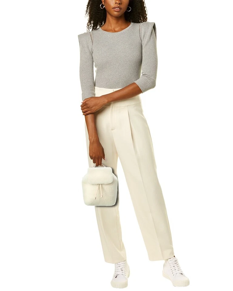 Brunello Cucinelli Drawstring Fleece Wool & Leather Backpack Women's Beige - Image 4 of 4