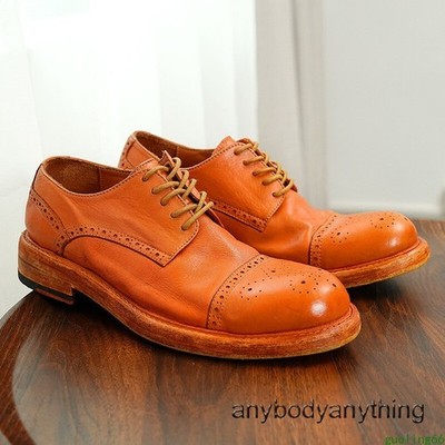 Retro Style Oxford Carved Lace Up Brogue Formal Dress Mens Genuine Leather Shoes