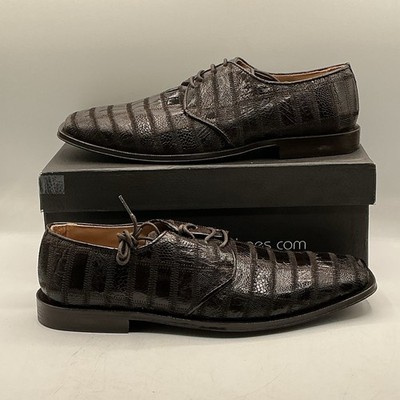 David Eden Ostrich Brown Leather Dress Shoes Men\'s Size 11 Derby Ostrich Leather Exotic Skin Dress Shoes David Eden Genuine  main image 4
