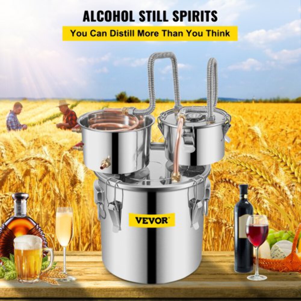 Alcohol Still 5 Gallon Stainless Steel Alcohol Distiller with Copper Tube