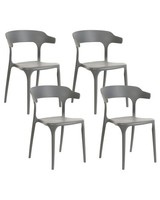 Indoor Und Outdoor Stuhl 4Er Set Kunststoff Grau Stapelbar Skandi Modern Gubbio