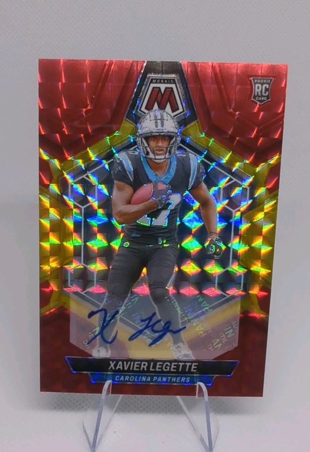 XAVIER LEGETTE 2024 MOSAIC ROOKIE AUTOGRAPH RED YELLOW FUSION RC AUTO Q3792