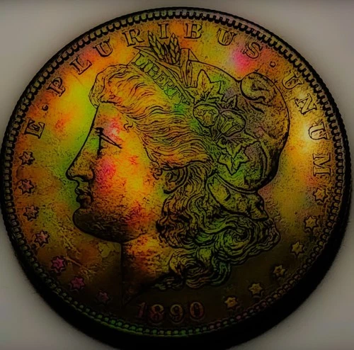 1890 S UNC  MORGAN SILVER  DOLLAR. TEXTILE TONER Lot#59