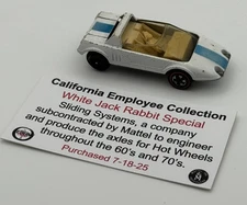 Vintage Hot Wheels Redline 1970 White Jack Rabbit Special - Employee Collection!