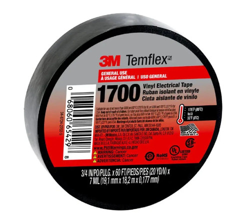 3M Temflex 1700 General Use Electrical Tape Black - 3/4 in. x 60 ft. - Picture 2 of 3