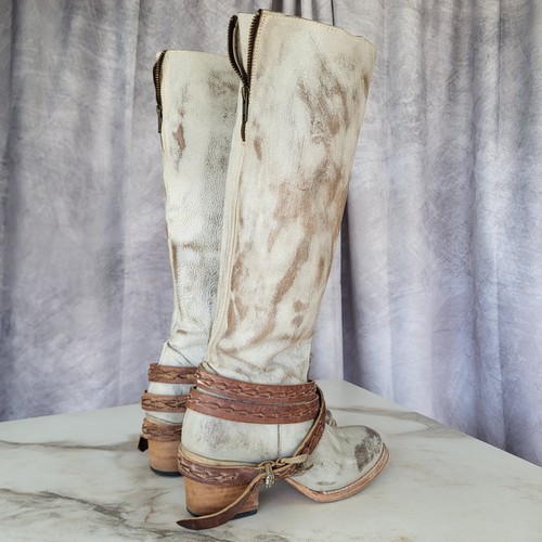 FreeBird by Steven CANON Distressed Belted Knee High Boots Women's Size 8 Tan - Picture 9 of 20
