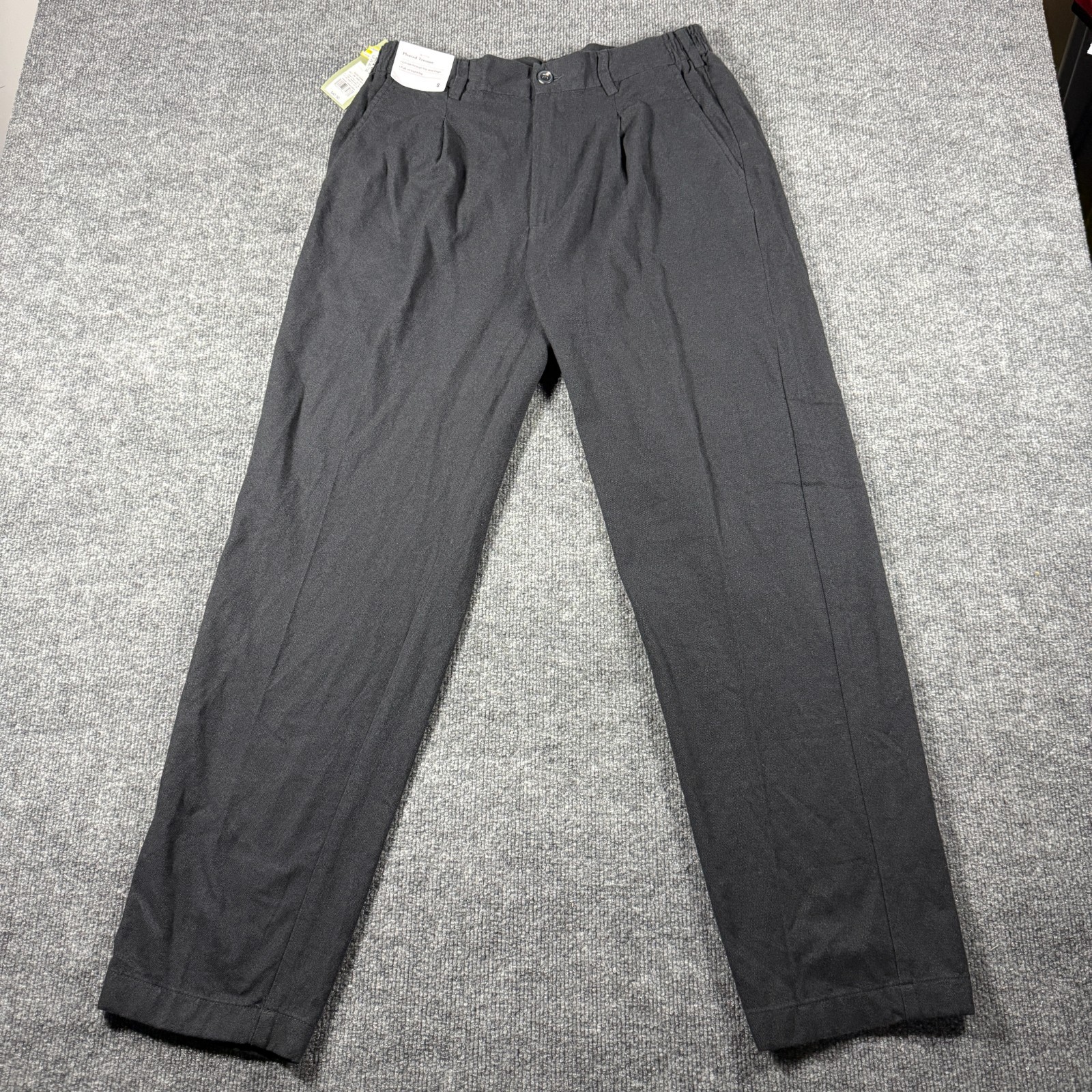 Goodfellow & Co Mens Relaxed Leg dark Grey Tweed Pleated Trousers Small NWT