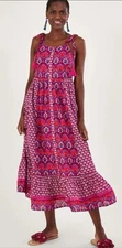 Monsoon Fantail Maxi Boutique Block print Dress Women’s Size Large