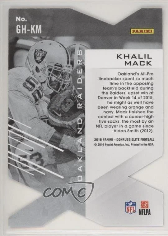 2016 Donruss Elite Greatest Hits Khalil Mack #GH-KM - Image 2 of 2
