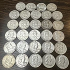 29 Franklin Half Dollars 90% Silver Lot Pre-1964 Mixed Dates VINTAGE Coin Lot