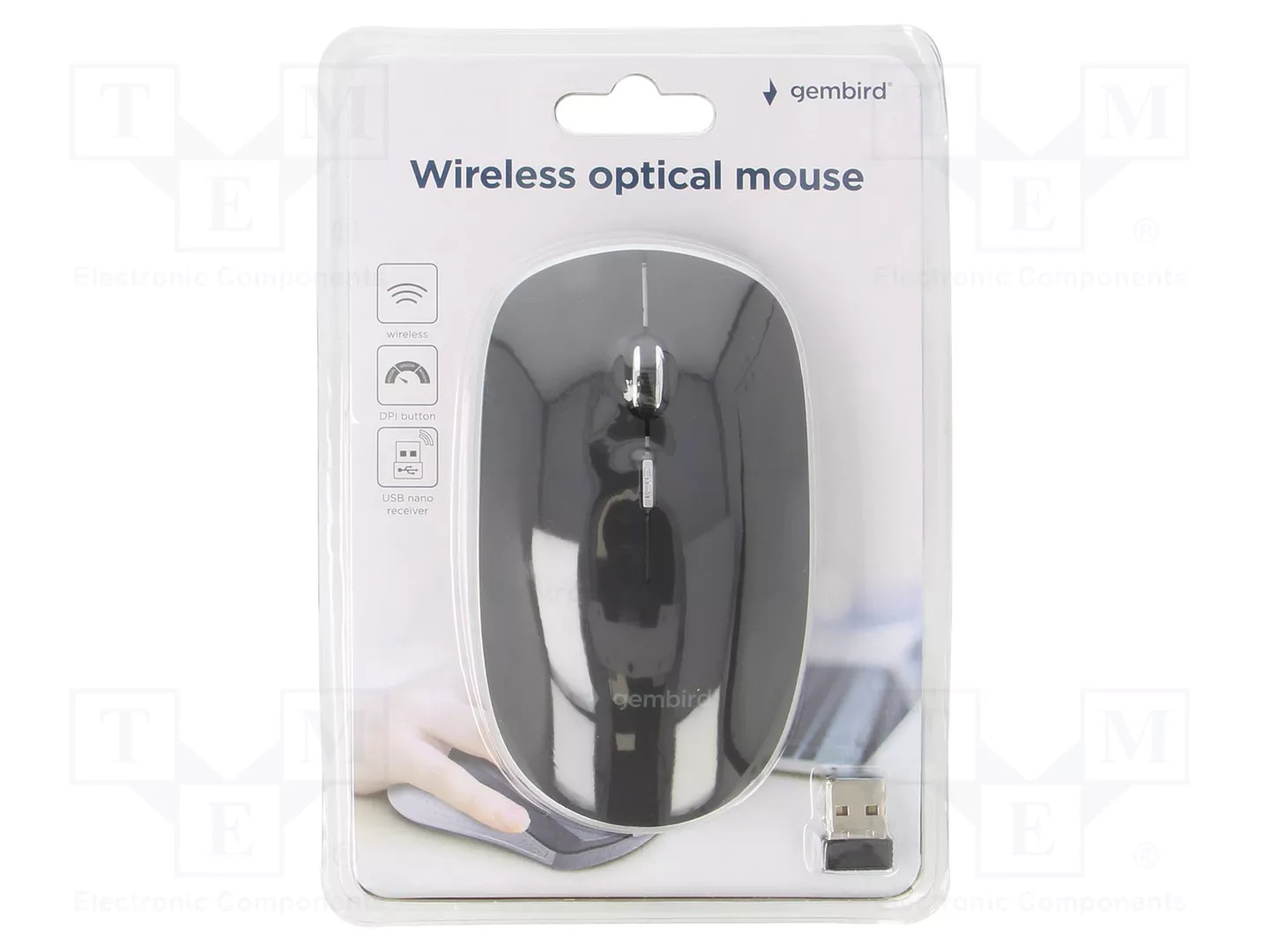 Ratón inalámbrico Gembird MUSW-4B-01 óptico de 1600 DPI para oficina color negro - Imagen 2