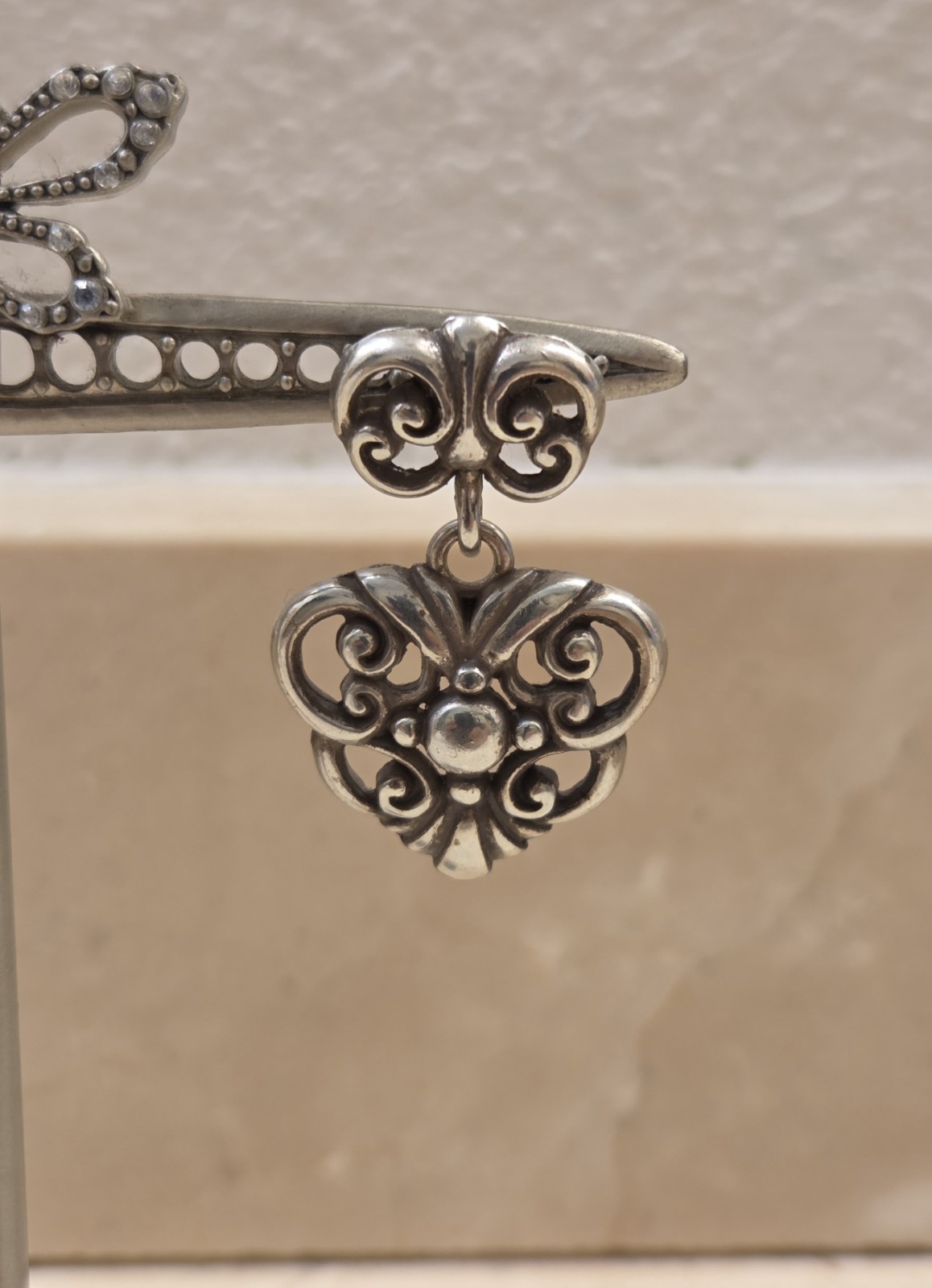 Brighton Ornate Scroll Work Dangle Post Earrings - image 4