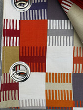 John Lewis Geometric Eyelet Cotton Curtains 66 x 90 inches Orange purple multi