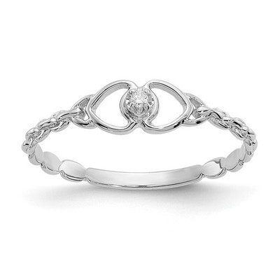 10K Weißgold Rundschliff Diamant Herz Verlobungsring Größe 6