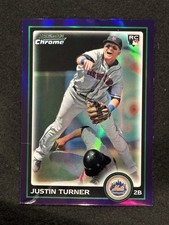 2010 Bowman Chrome BDP105 Justin Turner Purple Refractor Rookie Card RC. rookie card picture