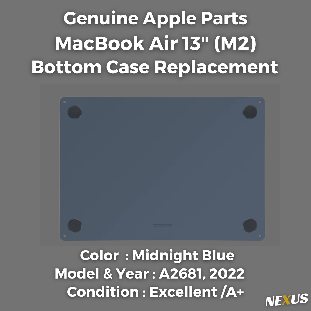 Apple MacBook Air 13 inch A2681 M2 2022 Bottom Case Midnight Grade 