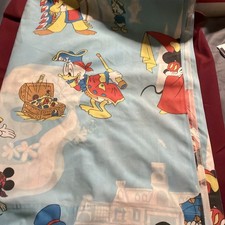 Vintage Flat Sheet Mickey Minnie Mouse Donald Duck Goofy Walt Disney Twin