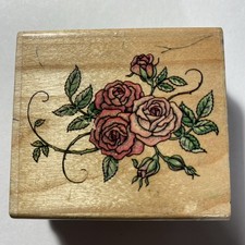 Romantic Rose Bouquet - Rubber Stamp - Wood Mounted