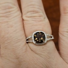 Beautiful Size 9 Smoky Quartz Ring With Sterling Silver Band