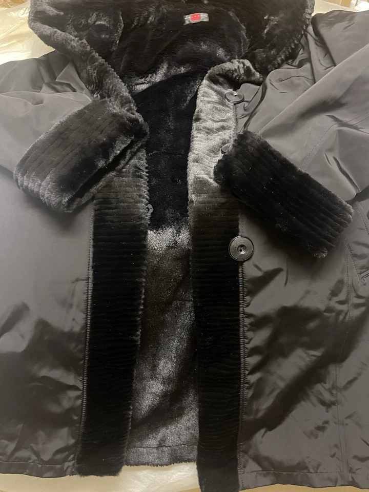 GALLERY Faux Fur Trim Pea Coat Ladies Size U.K-14L”- EUR/40”-U.S-10” - Image 4 of 4