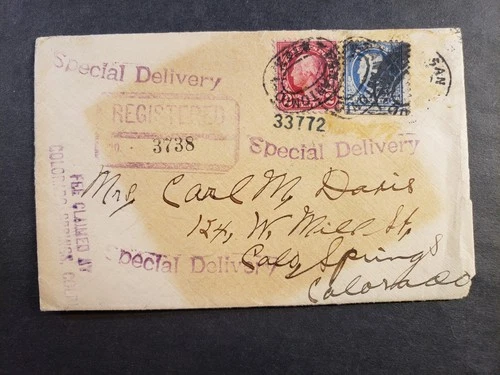 FORT SAM HOUSTON, TEXAS 1925 Registered Special Delivery Army Cover 15th FA Bn