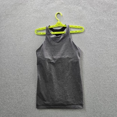 Lululemon Women Tank Top 8 Gray In Training Racerback Logo Pullover