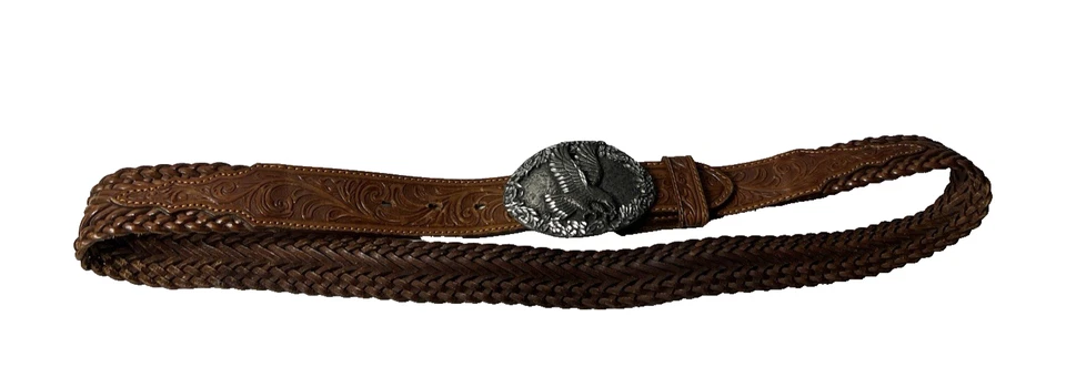 复古鹰扣金属皮革托尼喇嘛皮带 EGE 93 90 年代男式 36 — 第 2/4 张图片