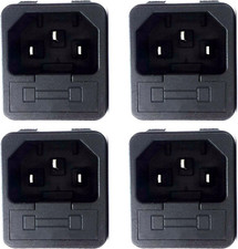 Snap in AC Power Inlet with Fuse Holder - AC Black Socket (4 PACK)