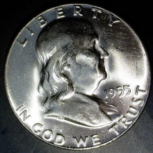 1955 (P) Franklin Silver Half Dollar BU Toning on Reverse "Key Date Coin" #10