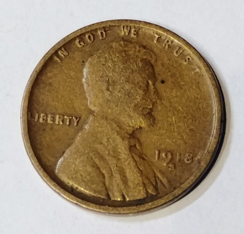 1918 S Lincoln Wheat Cent, Penny, in Very Good Condition