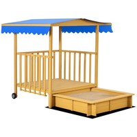Sandkasten Mit Dach, 133 X 129 X 137,5 Cm Sandkiste Aus Holz Mit Spielhaus