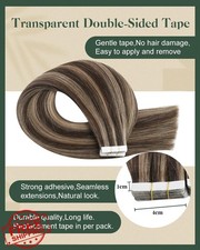 Ugeat Tape In Hair Extensions Dark Brown Caramel Blonde 20" 50G 20Pcs