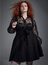 Torrid Nightfall Pinafore Dress ONLY Black with Velvet Ties NWT New 3X