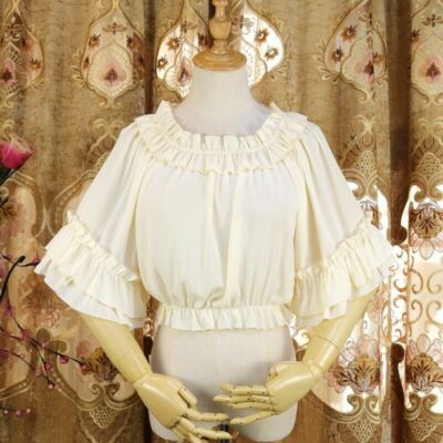 Lady Girl Sweet Lolita Basic T Shirt Blouse Tops Ruffle Flare Sleeve Gothic Cute