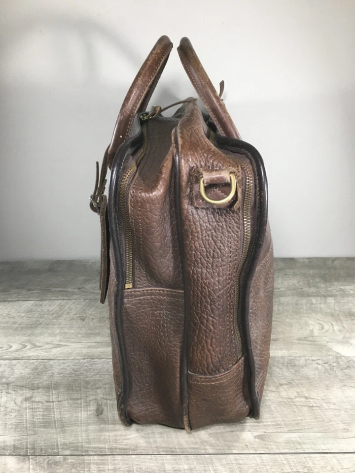 Original J W Hulme Heavy Leather Briefcase Messenger Overnight Made in USA - Image 3 of 4