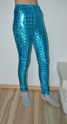 *NEU* Glanz Wetlook Shiny Metallic Leggings Mermaid Meerjungfrau, Gr. S M L