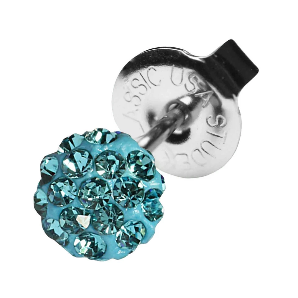 Studex Sensitive Chirurgenstahl Ohrstecker Feuerball Kristall türkis 4,5-6mm - Bild 2 von 2