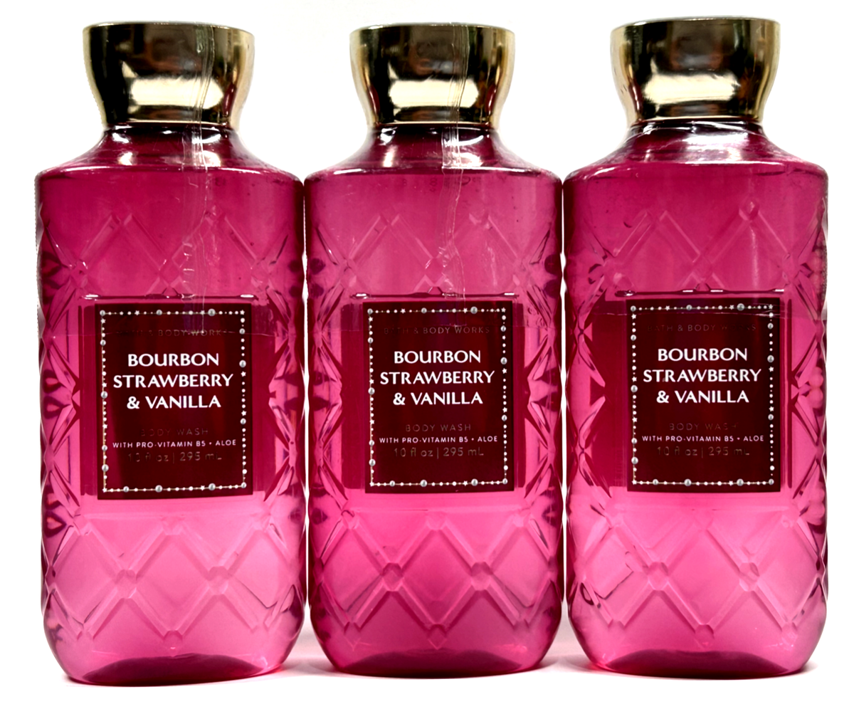 NEW BATH BODY WORKS BOURBON STRAWBERRY VANILLA BODY WASH 10 FL OZ