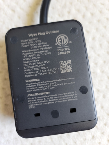 Usado en Excelente Condición Wyze Wi-Fi Inteligente Doble Enchufe Exterior Negro WLPP01 - Imagen 5 de 5