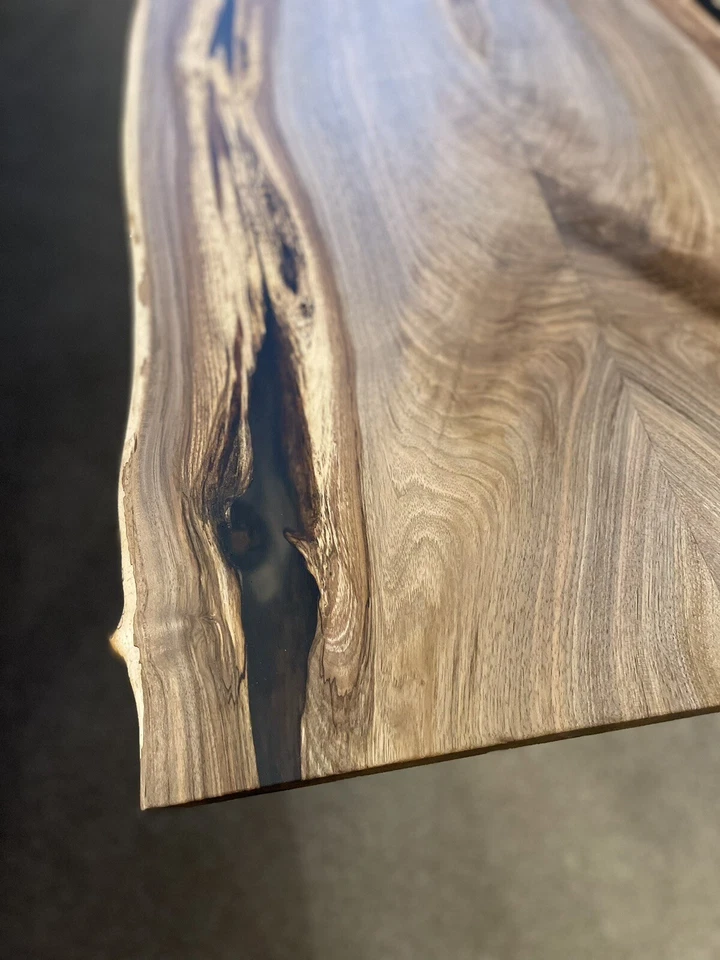Walnut and black epoxy resin Table Fill Handmade Tabletop Coffee Table Live Edge - Image 2 of 4