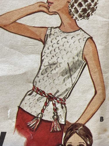 UNCUT Vintage 1969 Butterick 5687 Sz 16 Bust 38 Easy Tank Top Sleeveless Blouse - Picture 2 of 12