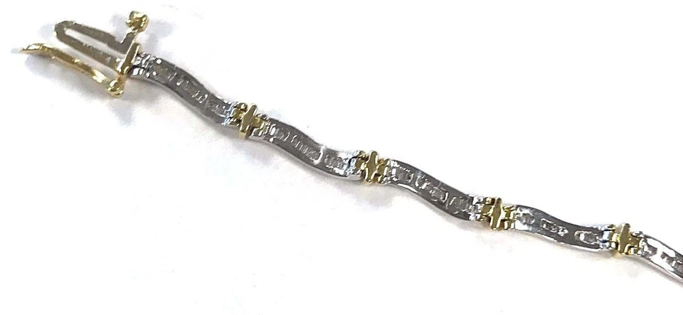 14 Karat Yellow & White Gold 1.5 CT Baguette Diamond Tennis Bracelet B127 - Image 4 of 4