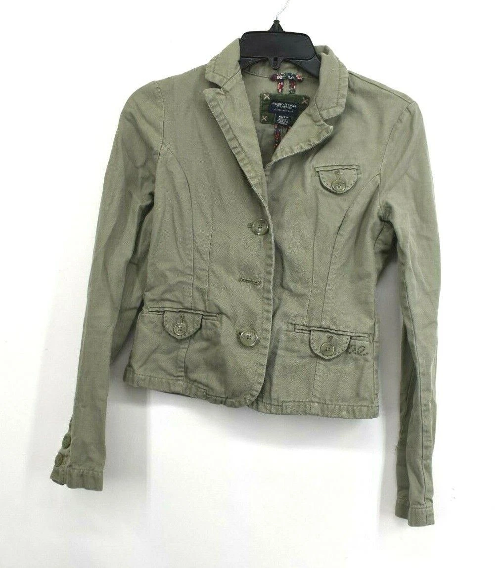 Long olive green jacket womens top