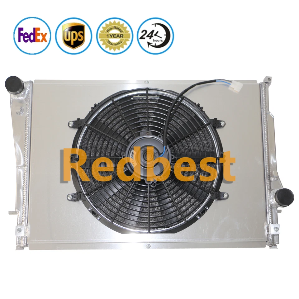 Radiador de 3 filas + cubierta + ventilador ajuste 1999-2006 BMW M3 base cupé/convertible 2 puertas 3,2 L Foto 3 de 4