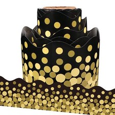 Gold Confetti Bulletin Board Borders 36 Ft Classroom Scalloped Border