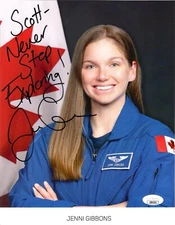 JENNI SIDEY-GIBBONS HAND SIGNED 8x10 PHOTO        CANADIAN ASTRONAUT         JSA
