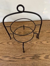 2 TIER WROUGHT IRON PIE PLATE / DESSERT DISPLAY RACK Bottom Adjustable 14" x 15"
