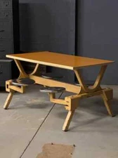 Vintage Swing Out Seat Table, Industrial Dining Table, Four Person Table