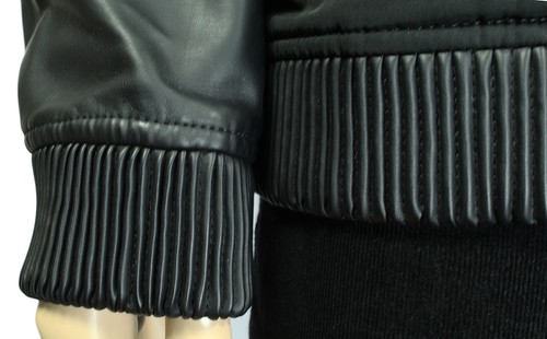 NEW INC MIXED MEDIA WATER RESISTANT FULL ZIP BLACK BOMBER JACKET $129 - Picture 5 of 5