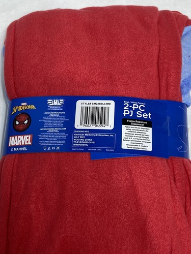 SPIDER-MAN Size 8 MARVEL Flannel Pajamas Sleepwear Boys Superhero Red/Blue - Picture 2 of 3
